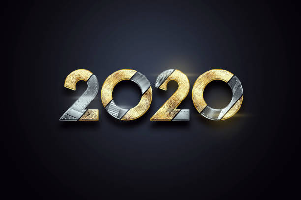 istock Creative design, Happy New Year, Metallic and gold numbers 2020 Design on a dark background. Merry Christmas 1165895909