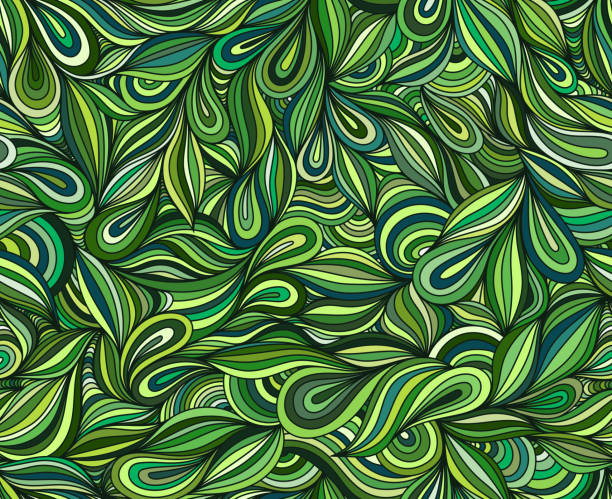 グリーンシームレス落書き - abstract leaf green backgrounds点のイラスト素材／クリップアート素材／マンガ素材／アイコン素材