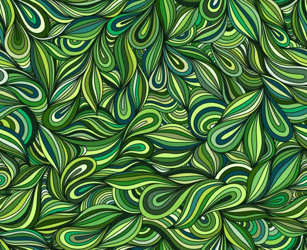 Vector illustration of Green seamless doodle