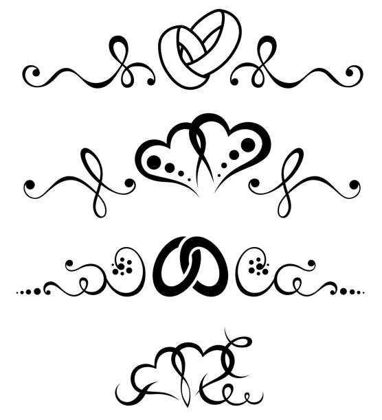 Tribal Tattoo Black And White Wedding Set Stock Illustration - Download  Image Now - Angel, Illustration, Abstract - iStock
