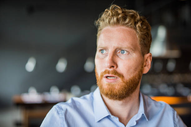 shocked young man portrait. - white collar worker fear businessman business imagens e fotografias de stock