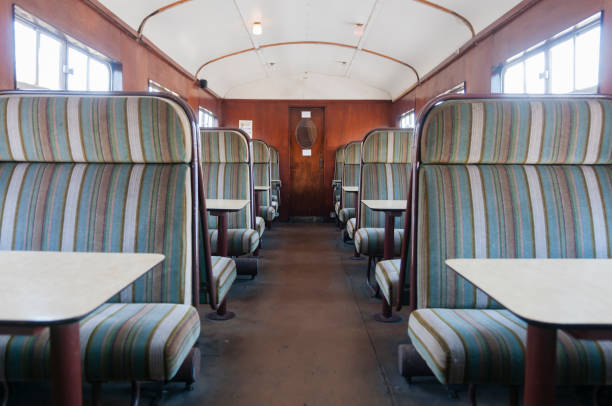 istock Inside a carriage of an old fashioned train. 1165906889