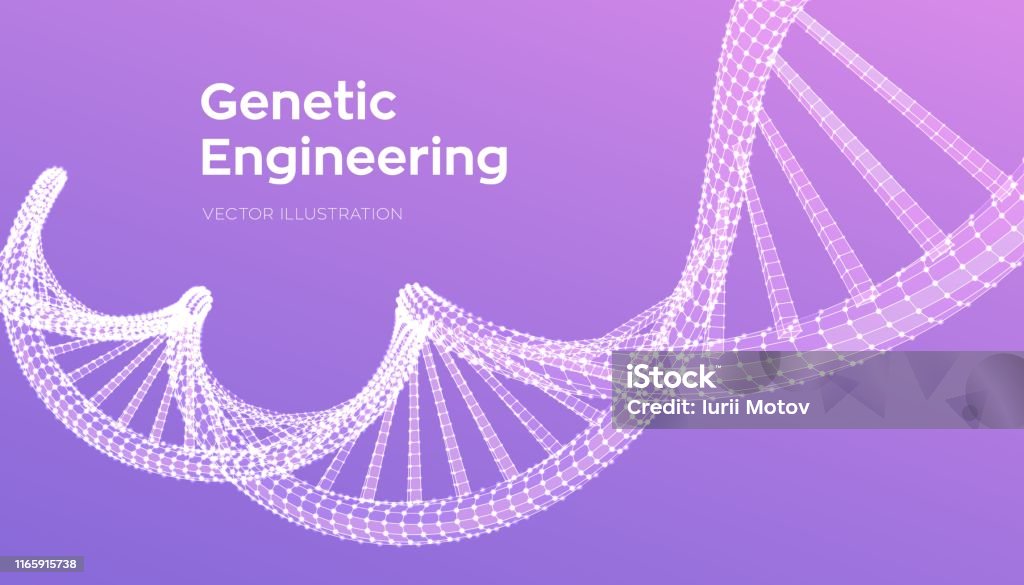 Editable Dna Structure Dna Sequence Wireframe Dna Molecules Structure Mesh Dna Code Editable ...