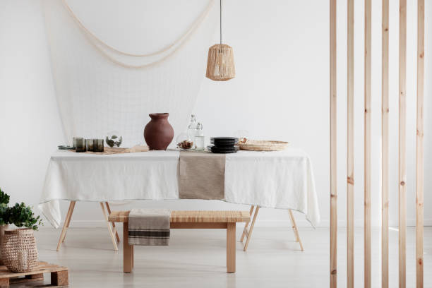 istock White and beige dining room in rustic home 1165917581