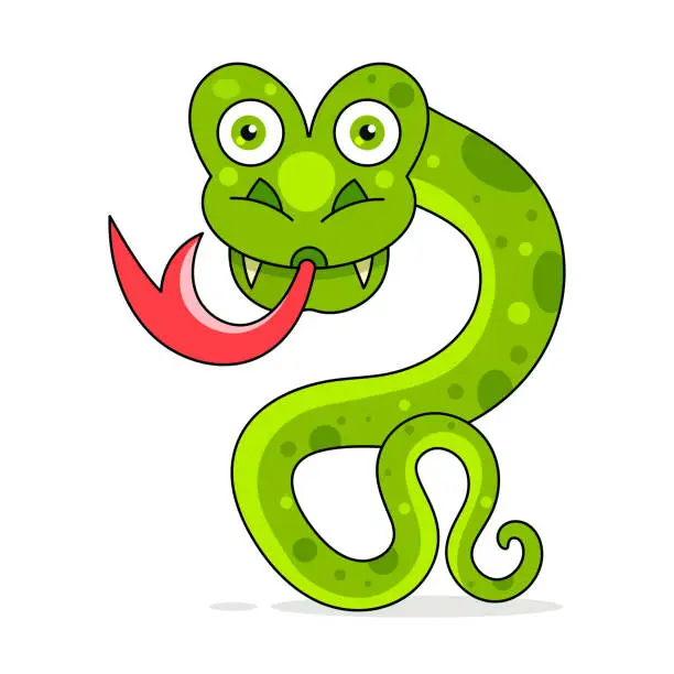 Vector illustration of Snake Cute Reptile Vector Illustration On White Background