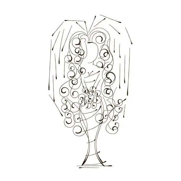 Vector illustration of Wedding design of bride in silhouette