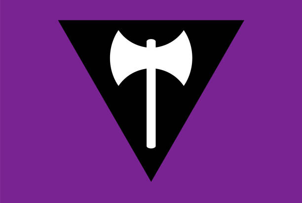 Flag, rectangular shape icon on white background Labrys Lesbian Pride flag, LGBT symbol Isolated on white background lesbian flag stock illustrations