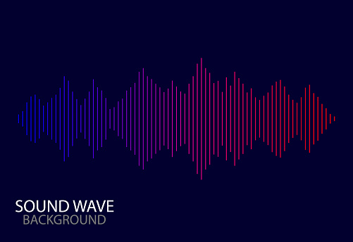 Abstract soundwave spectrum background. vector audio line of song.Digital abstract sound wave with gradient on blue background. vector illustration