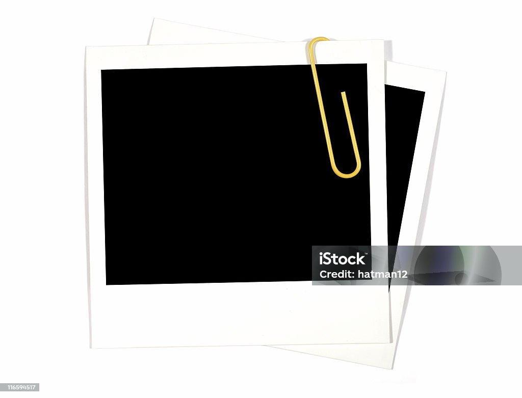 Impressões de fotografias em branco com clipe de papel amarelo - Foto de stock de Clipe royalty-free