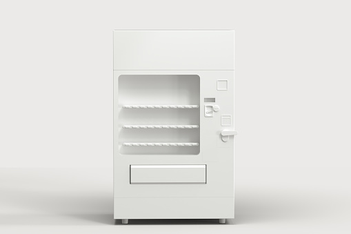 The white model of vending machine with white background, 3d rendering.