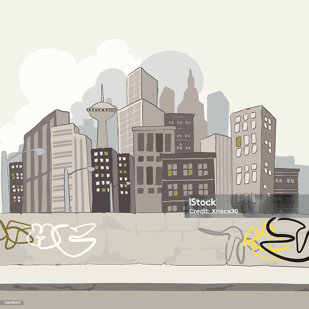 Scène urbaine - clipart vectoriel de Graffiti libre de droits