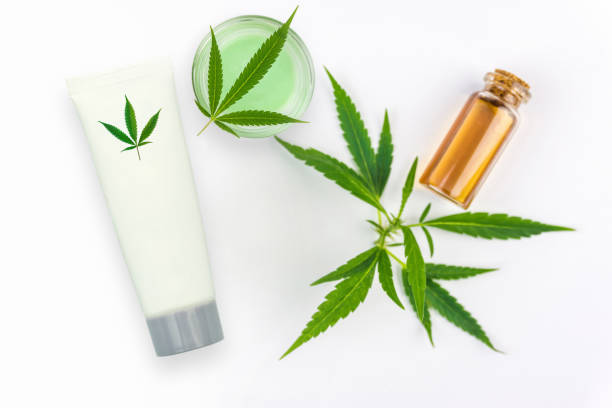 CBD Cannabis Hemp topical cream and oil balm with cannabis leaf CBD Cannabis Hemp topical cream and oil balm with cannabis leaf isolated on white relief map photos stock pictures, royalty-free photos & images