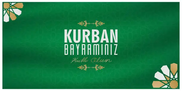 Vector illustration of kurban bayramınız kutlu olsun, meaning of english translation (happy eid al adha), Turkish Holidays - Sacrifice Feast Poster, Social Media, Greeting Card