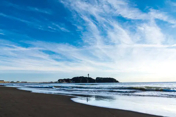 Photograph Enoshima seen from Kakinuma coast