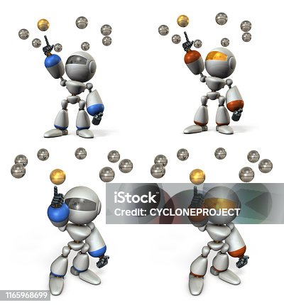istock The robot makes an accurate judgment and selects the necessary information. a set of multiple illustrations. White background. 3D illustration. 1165968699