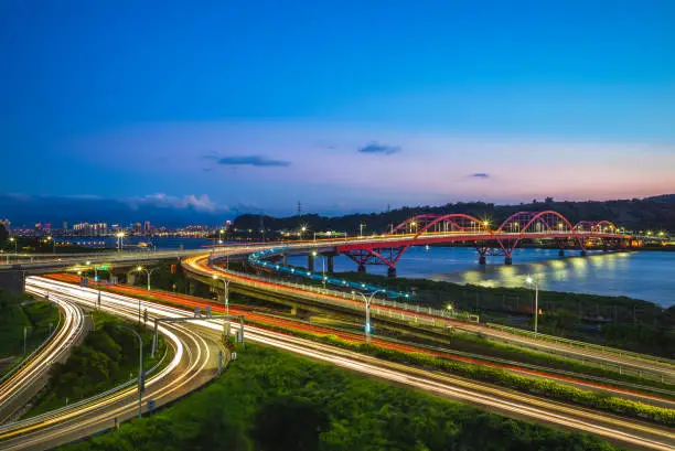 scenery of new taipei city by the Tamsui River
