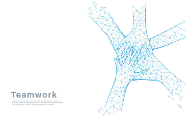 손을 모으는 비즈니스 사람들의 최고 �보기. 팀웍 - ketch stock illustrations