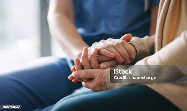 Youre In A Safe Space Now Stock Photo - Download Image Now - Senior Adult, Hand, Care