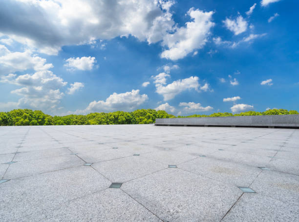 Empty square floor and blue sky nature landscape stock photo