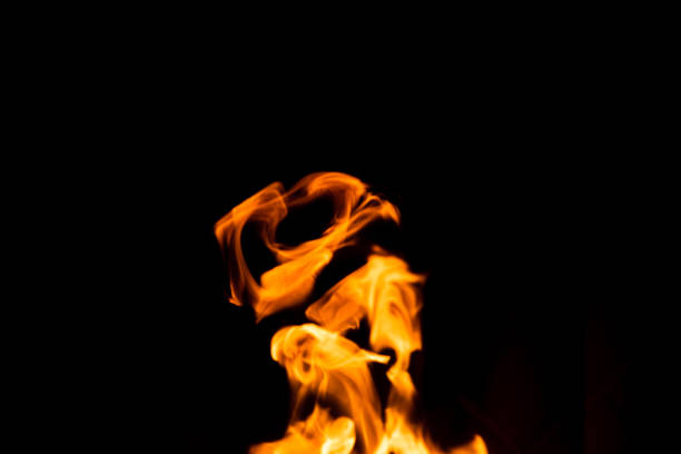 istock Fire Flame Isolated On Black Color Background, Hot Burning Orange Flames 1165987469