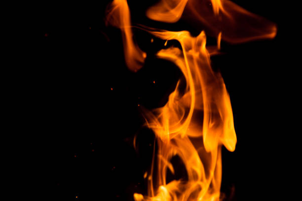 istock Fire Flame Isolated On Black Color Background, Hot Burning Orange Flames 1165987510