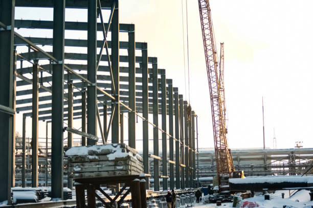 oil refinery construction of an oil industrial facility - petrolium tanker imagens e fotografias de stock