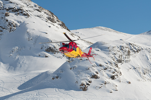 This photo was taken in the Austrian alps during a injured skier helicopter rescue.