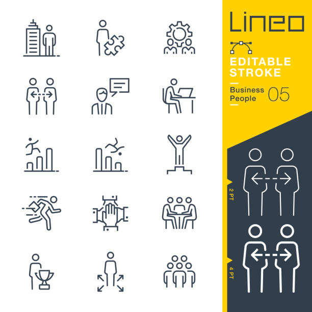 ilustrações, clipart, desenhos animados e ícones de curso editable de lineo-ícones da linha dos executivos - manager organization solution business person