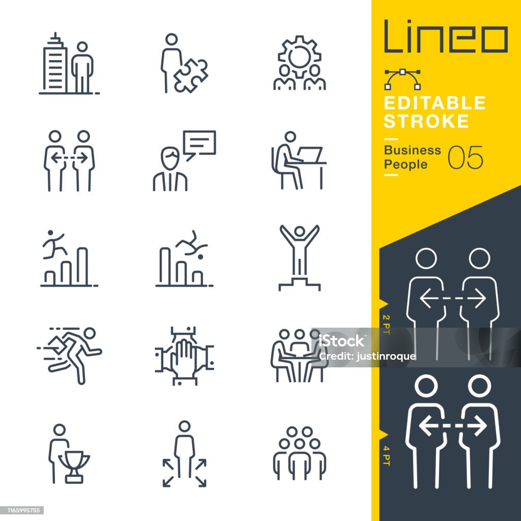 LineO redigerbar stroke-Business People linje ikoner - Royaltyfri Ikon vektorgrafik