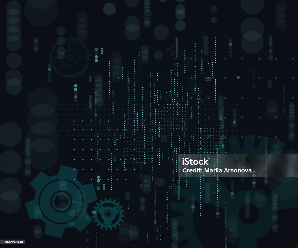 Segmented Computer Background Dark Technological Dark Background Vector Illustrationmatrixbinary Computer ...