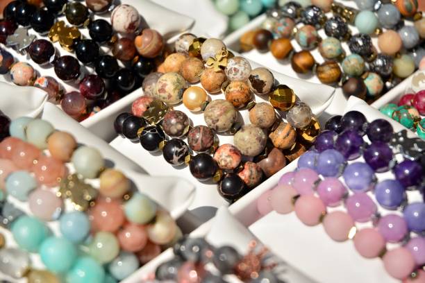 istock Women's colorful stone bracelets handmade. 1165998057
