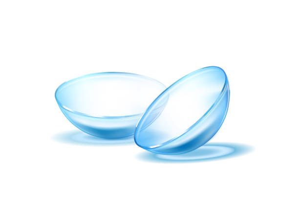 ilustrações, clipart, desenhos animados e ícones de modelo de lentes de contato. transparente. feche acima do olhar na lente de contato. antecedentes médicos. ilustração 3d - lente