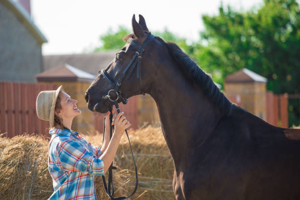 istock Woman and horse. Close up 1165999993