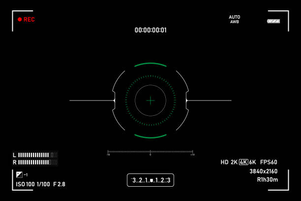 wizjer aparatu. nagrywanie z kamery wizjera. ekran wideo na czarnym tle. ilustracja wektorowa - spy cam stock illustrations