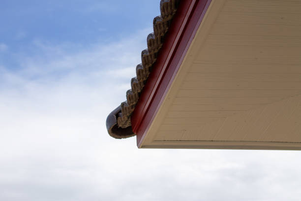 istock The gable roof with the sky with clouds background. 1166002947