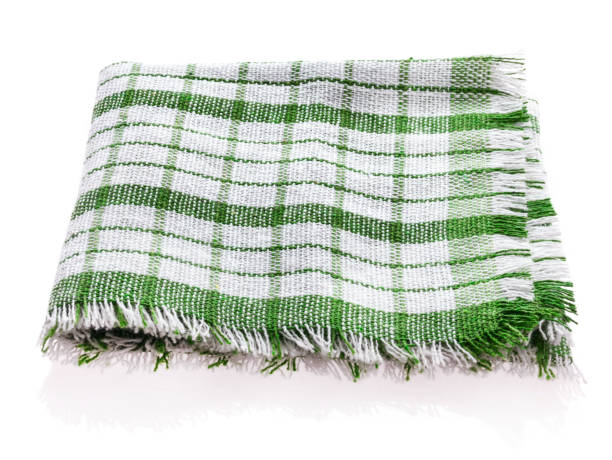 istock Table napkin or tablecloth green and white 1166005998