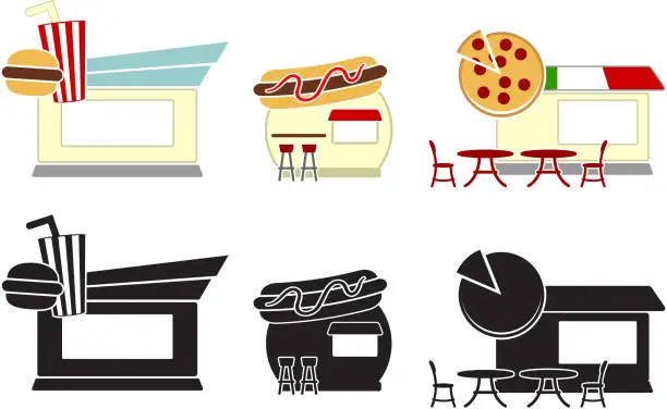 Vector illustration of fast food restaurants