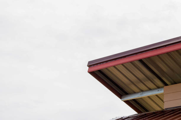 istock The gable roof with the sky with clouds background. 1166006620