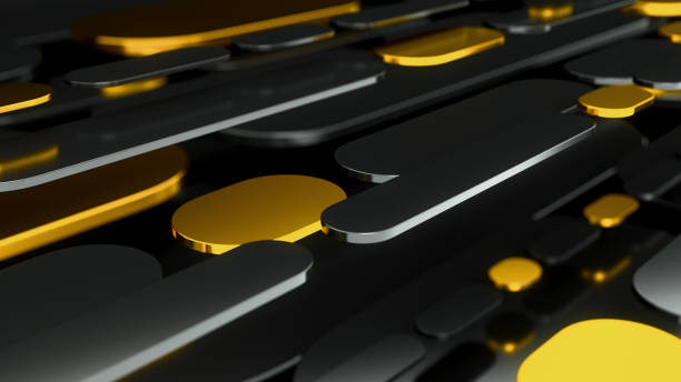 istock Abstract gold data cell transfer. Futuristic line row. 3d illustration background. 1166007787