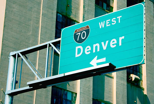Interstate 70 Road Sign: Denver stock photo