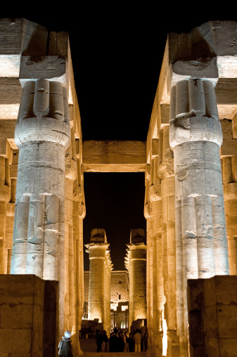 Columns of Luxor at night. Egypt.