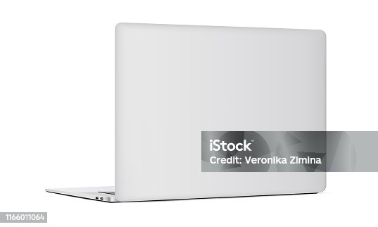 istock Laptop backside isolated on white background 1166011064