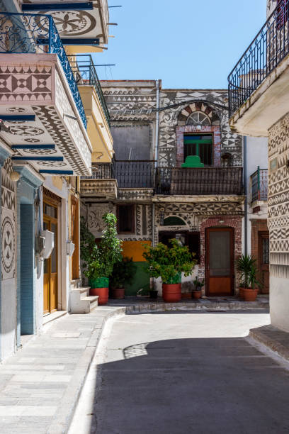 istock Traditional houses decorated with the famous geometric scratch patterns in the medieval mastic village of Pyrgi on the island of Chios, Greece 1166012874