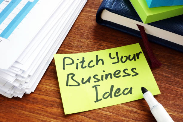 istock Pitch your business idea sign on a memo stick. 1166014472