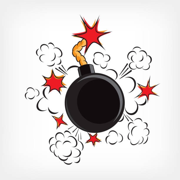 ilustrações de stock, clip art, desenhos animados e ícones de black bomb explosions illustration - bomb symbol explosive sparks