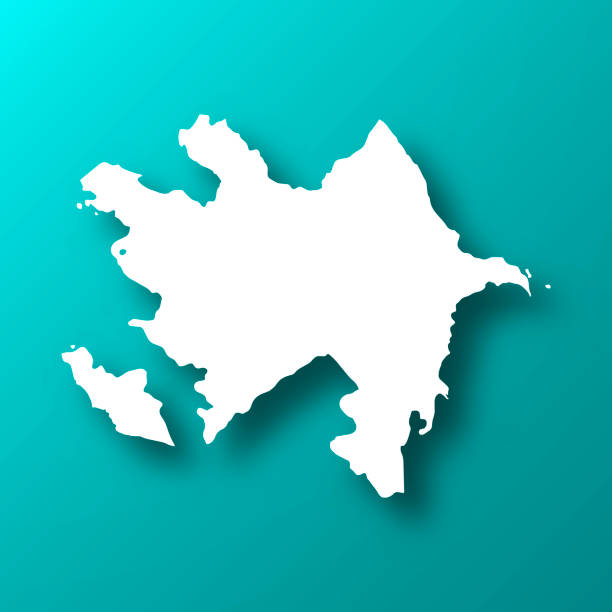 影を持つ青緑の背景上のアゼルバイジャン地図 - アゼルバイジャン点のイラスト素材／クリップアート素材／マンガ素材／アイコン素材