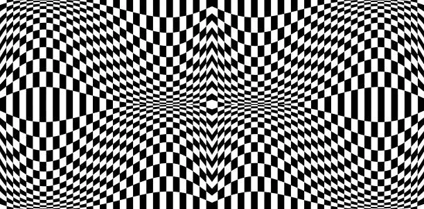 Vector illustration of Distortion effects on checkered pattern, seamless monochrome black and white EPS10 vector background.