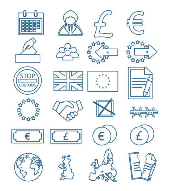 illustrations, cliparts, dessins animés et icônes de icônes vectorielles pour la création d'infographies liées au brexit, à l'union européenne, à la monnaie, à la grande-bretagne, au traité et aux votes - european union currency paper currency currency vector