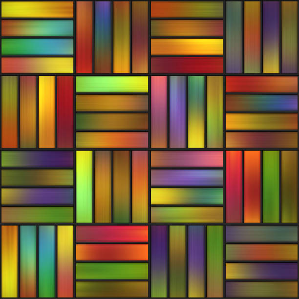 istock Stained glass seamless texture with square pattern for window, colored glass,  3d illustration 1166025689