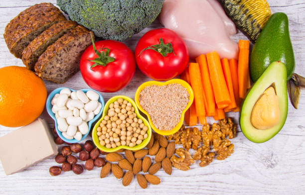 istock Nutritious ingredients and products containing vitamin B3 (PP, niacin) and other natural minerals, concept of healthy lifestyle and nutrition. 1166026327
